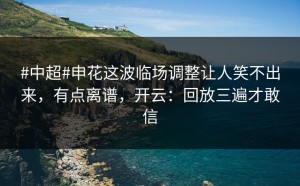 #中超#申花这波临场调整让人笑不出来，有点离谱，开云：回放三遍才敢信