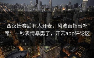西汉姆赛后有人开麦，风波直指替补席：一秒表情暴露了，开云app评论区