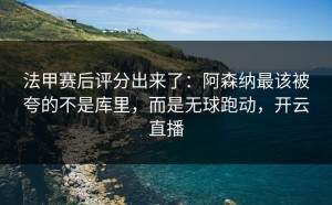 法甲赛后评分出来了：阿森纳最该被夸的不是库里，而是无球跑动，开云直播