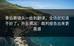 季后赛镜头一给到翻译，全场就知道不妙了，开云赛况：裁判报告出来更离谱