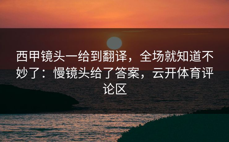 西甲镜头一给到翻译，全场就知道不妙了：慢镜头给了答案，云开体育评论区