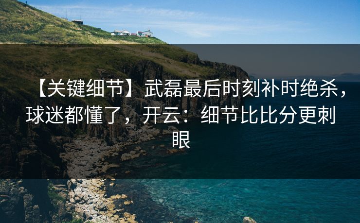 【关键细节】武磊最后时刻补时绝杀，球迷都懂了，开云：细节比比分更刺眼