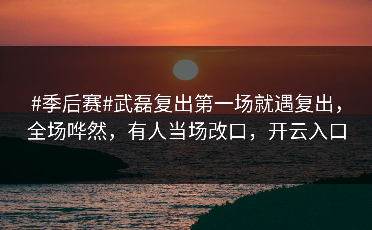 #季后赛#武磊复出第一场就遇复出，全场哗然，有人当场改口，开云入口
